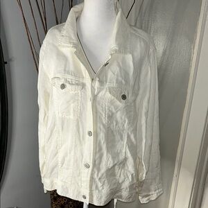 Jones New York 100 %Linen White  Jacket Casual Style
